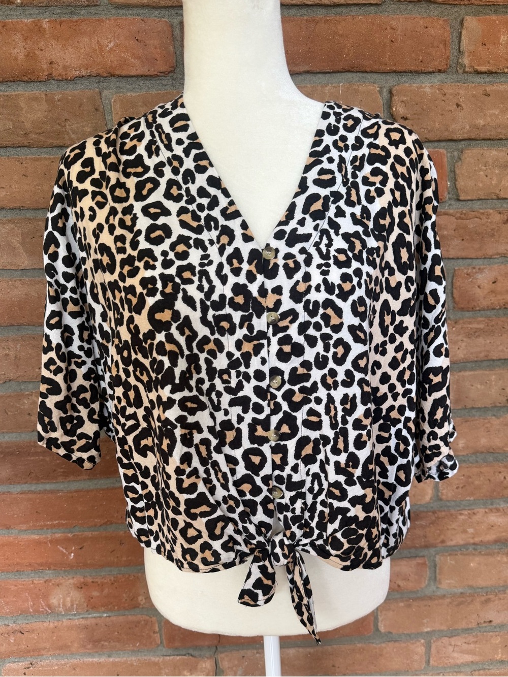 Leopard Print Tie-Front top
